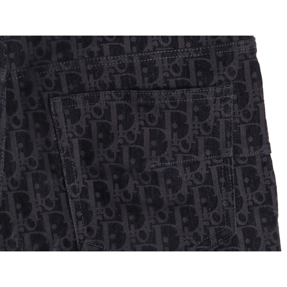 Dior flocked monogram embroidered denim shorts,Dior