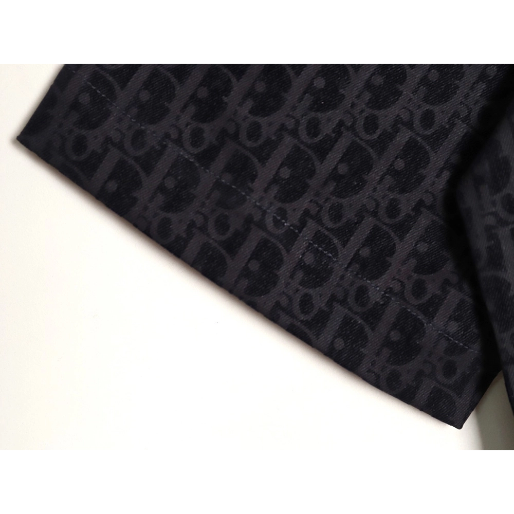 Dior flocked monogram embroidered denim short-sleeved shirt,Dior