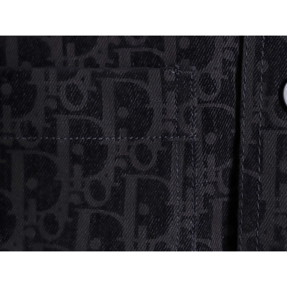 Dior flocked monogram embroidered denim short-sleeved shirt,Dior