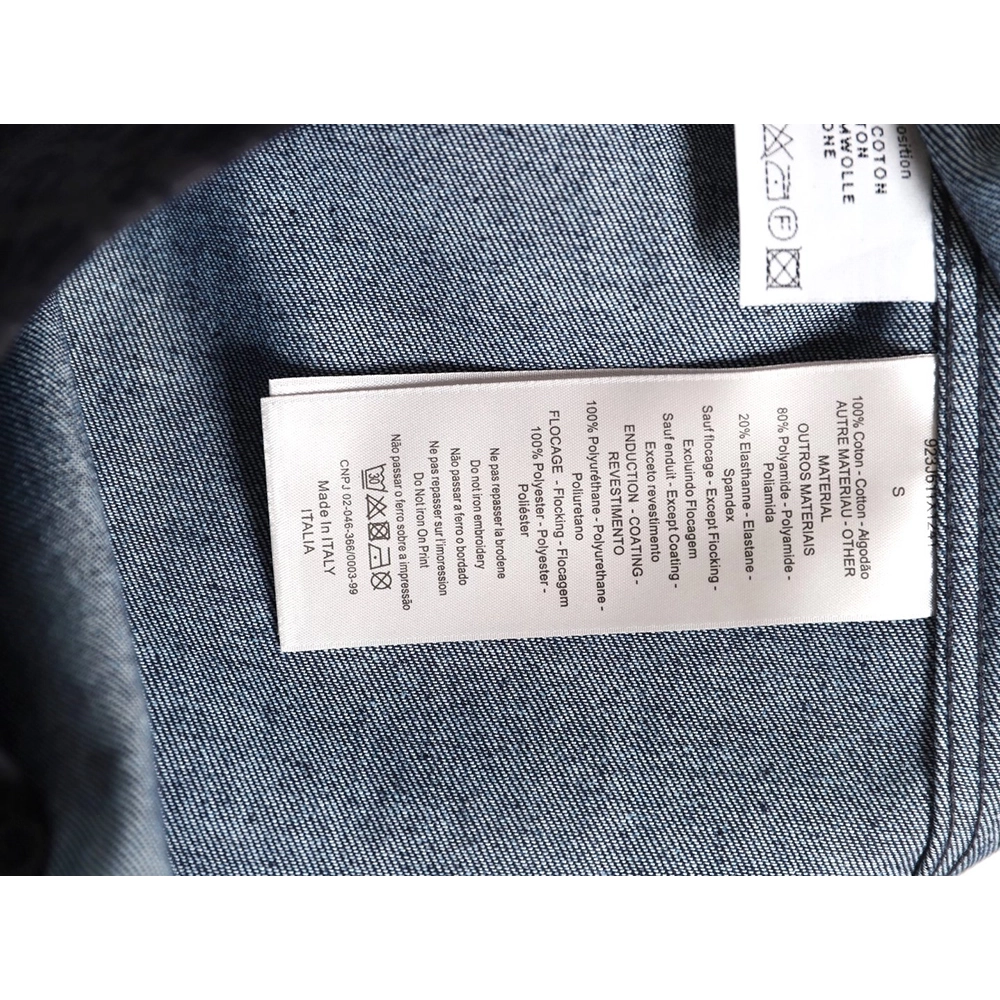 Dior flocked monogram embroidered denim short-sleeved shirt,Dior