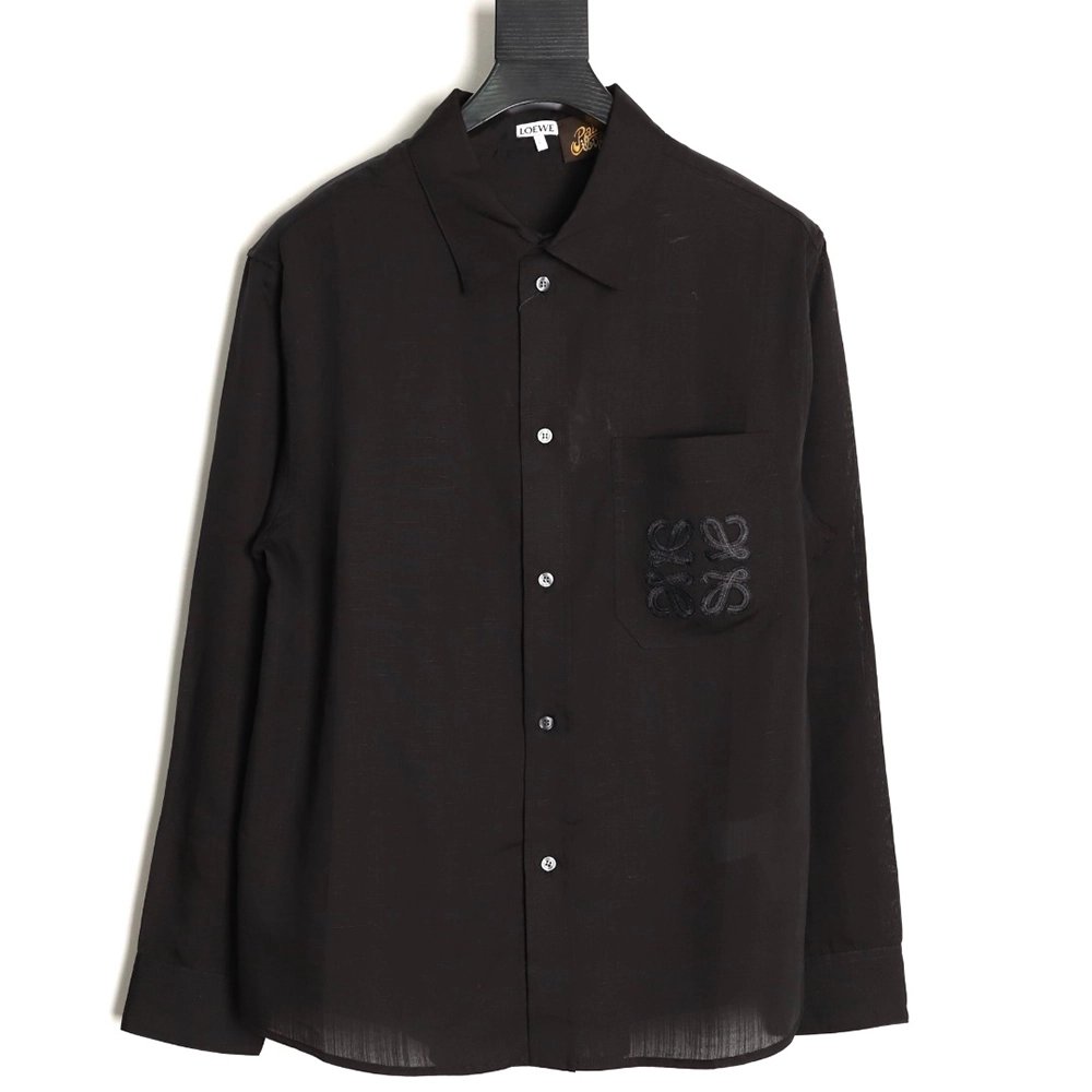Loewe embroidered linen long-sleeved shirt,Loewe