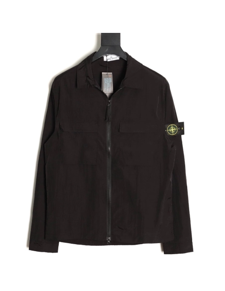 Stone Island solid color logo patch lapel zipper sun protection jacket,Stone Island