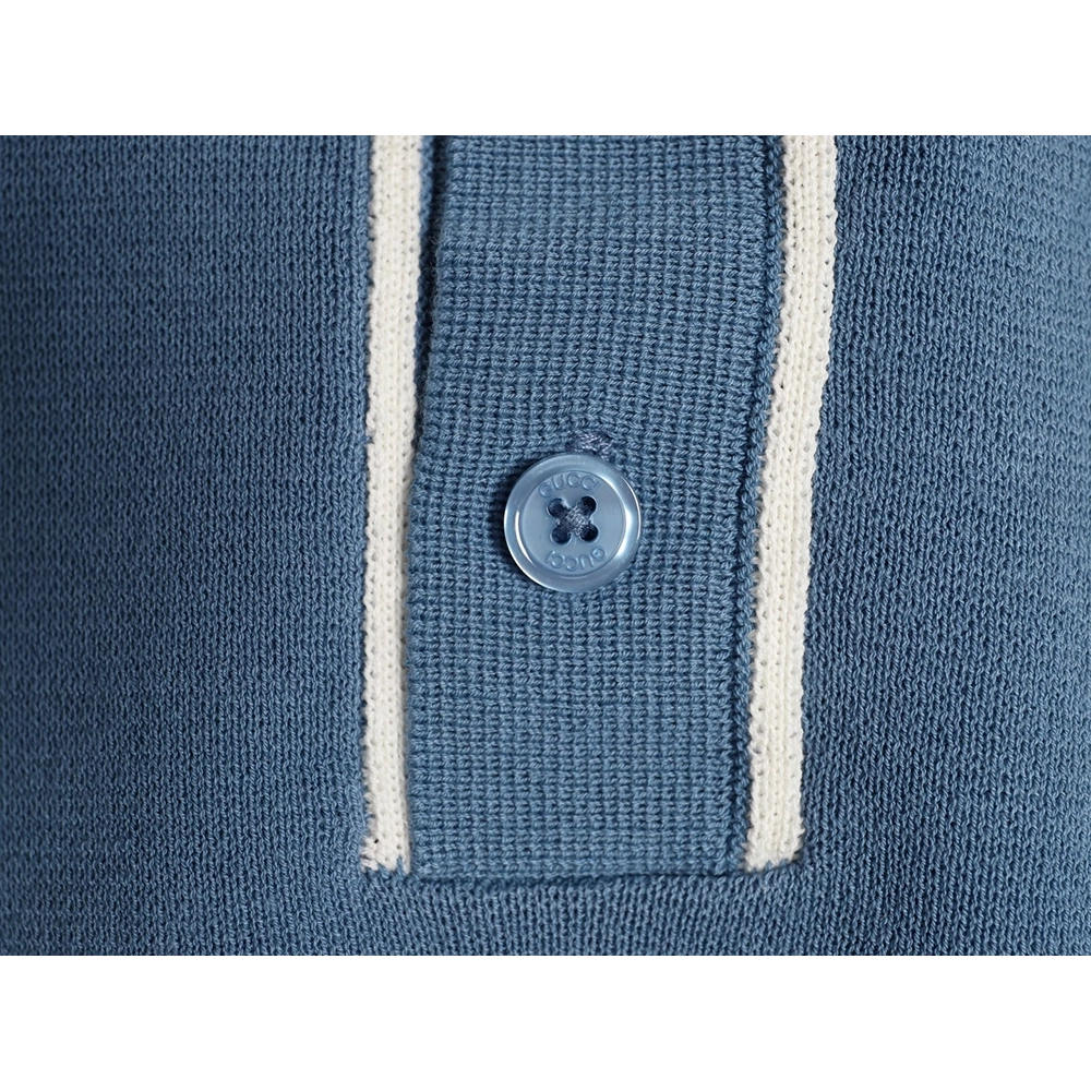 Gucci contrast collar embroidered logo knitted polo short sleeve,Gucci