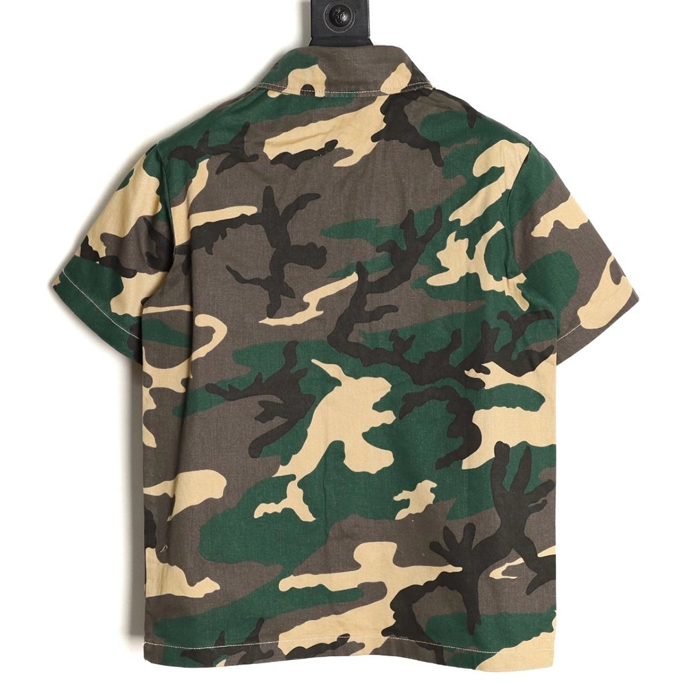 Chrome Hearts camouflage denim short-sleeved shirt,Chrome Hearts