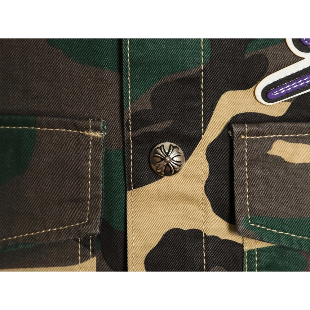 Chrome Hearts camouflage denim short-sleeved shirt,Chrome Hearts
