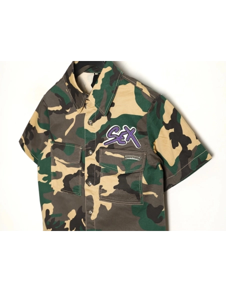 Chrome Hearts camouflage denim short-sleeved shirt,Chrome Hearts