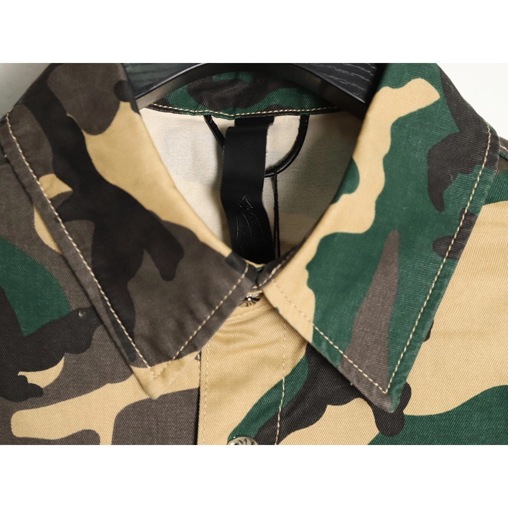Chrome Hearts camouflage denim short-sleeved shirt,Chrome Hearts