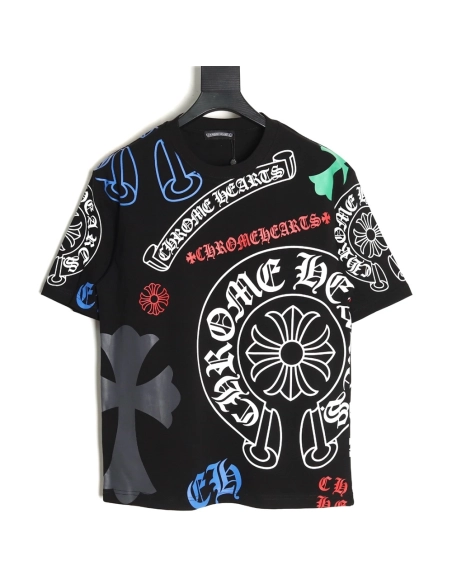 Chrome Hearts colorful lettering logo print short sleeves,Chrome Hearts