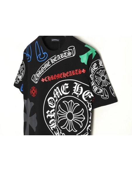 Chrome Hearts colorful lettering logo print short sleeves,Chrome Hearts