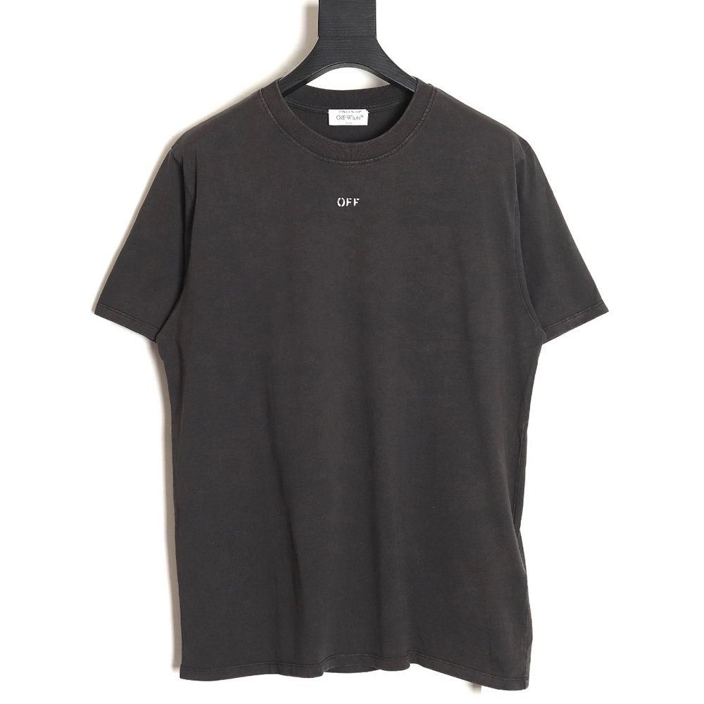 Off-white washed back color religious short sleeves,Off White