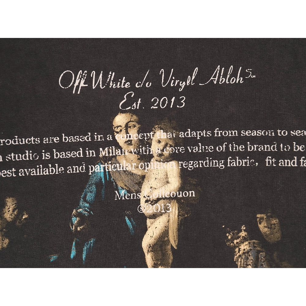 Off-white washed back color religious short sleeves,Off White