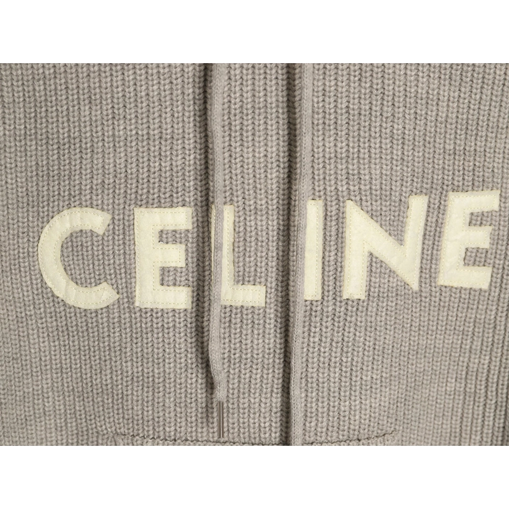 Celine hooded knitted sweater with lettering on the chest,Celine
