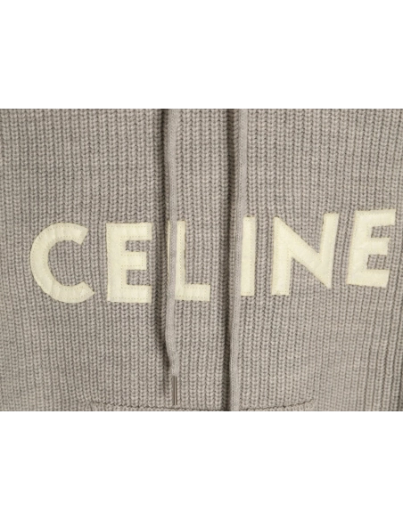Celine hooded knitted sweater with lettering on the chest,Celine