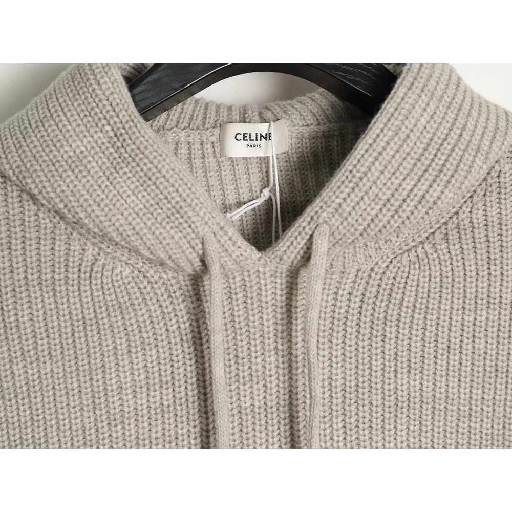 Celine hooded knitted sweater with lettering on the chest,Celine