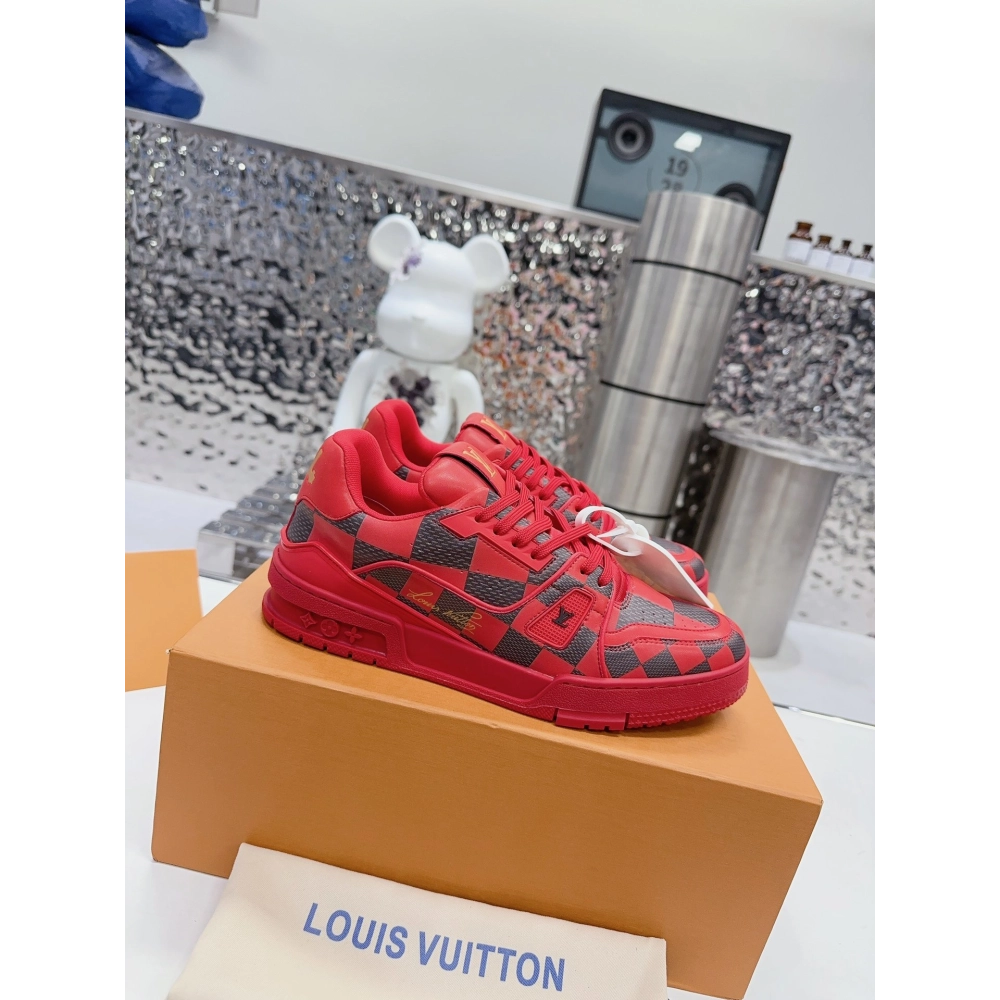Louis Vuitton LV Trainer Sneaker Damier Pop Red