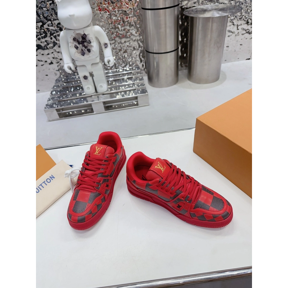 Louis Vuitton LV Trainer Sneaker Damier Pop Red