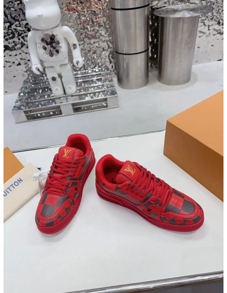 Louis Vuitton LV Trainer Sneaker Damier Pop Red