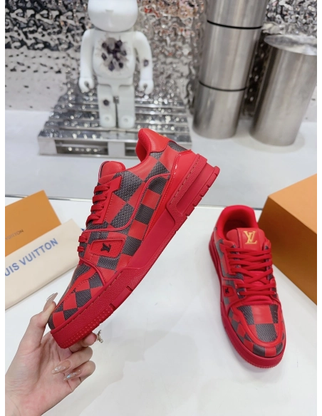 Louis Vuitton LV Trainer Sneaker Damier Pop Red