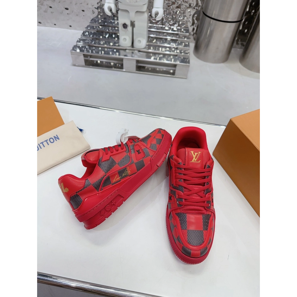 Louis Vuitton LV Trainer Sneaker Damier Pop Red