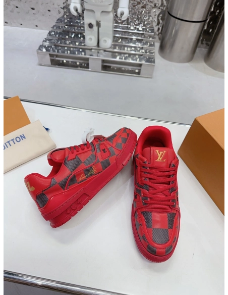 Louis Vuitton LV Trainer Sneaker Damier Pop Red