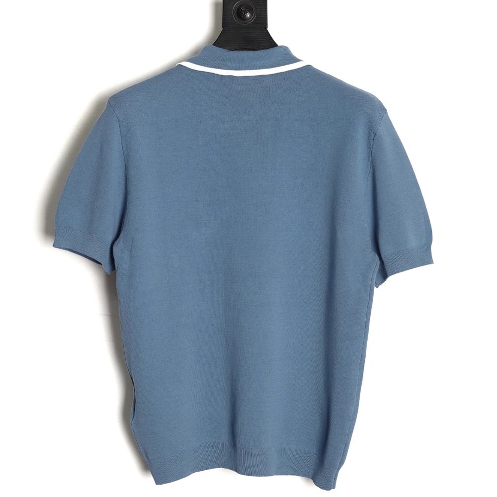 Gucci contrast collar embroidered logo knitted polo short sleeve,Gucci