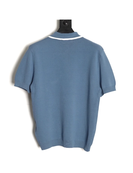 Gucci contrast collar embroidered logo knitted polo short sleeve,Gucci