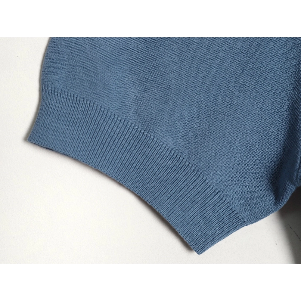 Gucci contrast collar embroidered logo knitted polo short sleeve,Gucci