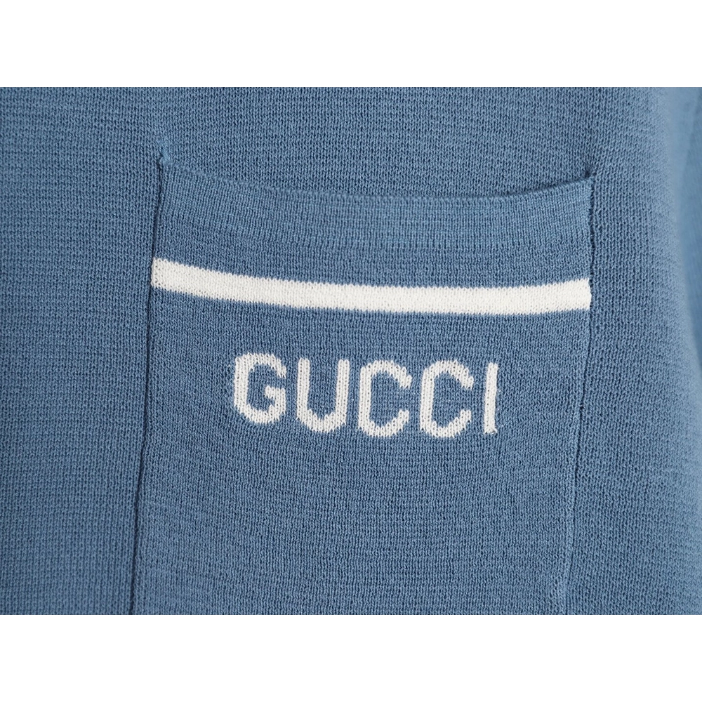 Gucci contrast collar embroidered logo knitted polo short sleeve,Gucci