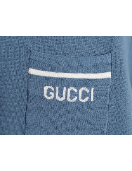 Gucci contrast collar embroidered logo knitted polo short sleeve,Gucci