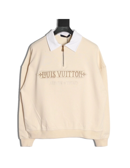 Louis Vuitton Half-Zip Patch Crew Neck Sweatshirt,Louis Vuitton