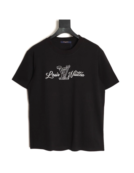 Louis Vuitton embroidered logo short-sleeved shirt TSK1,Louis Vuitton