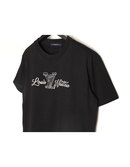 Louis Vuitton embroidered logo short-sleeved shirt TSK1,Louis Vuitton
