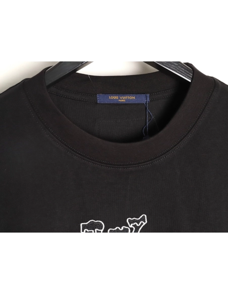 Louis Vuitton embroidered logo short-sleeved shirt TSK1,Louis Vuitton