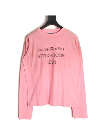 Acne Studios 1996 sandblasted distressed washed long-sleeved T-shirt TSK1,Chrome Hearts