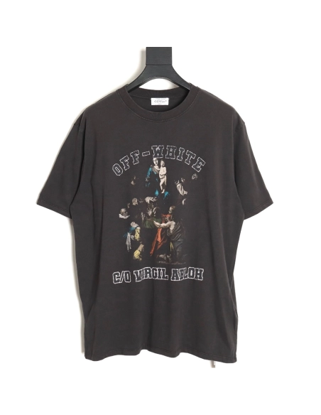 Off-white chest hymn Mary print washed short sleeves,Off White