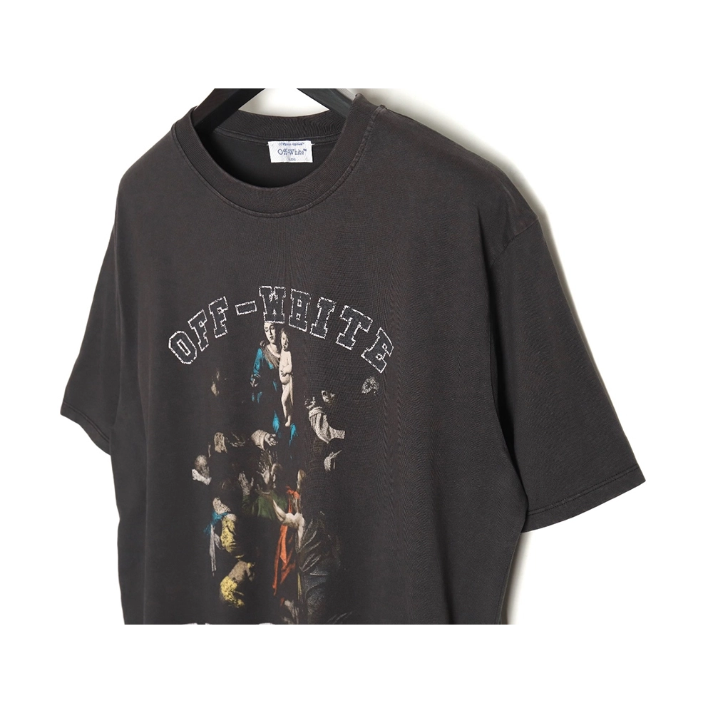 Off-white chest hymn Mary print washed short sleeves,Off White