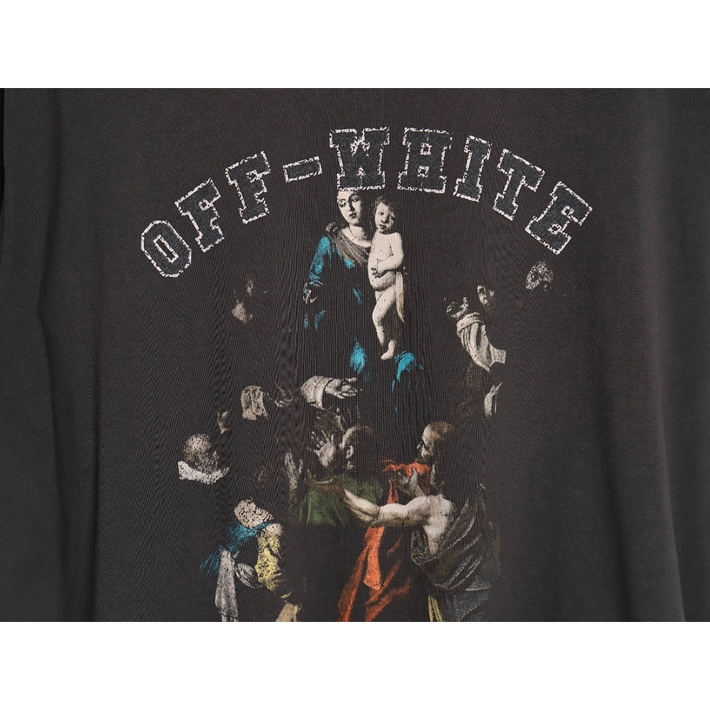 Off-white chest hymn Mary print washed short sleeves,Off White