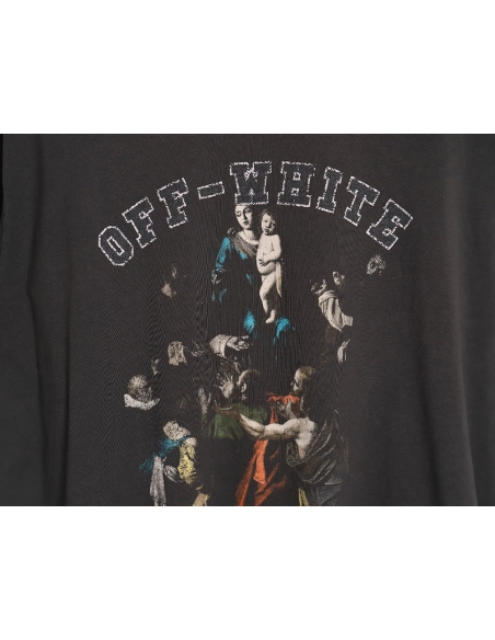 Off-white chest hymn Mary print washed short sleeves,Off White