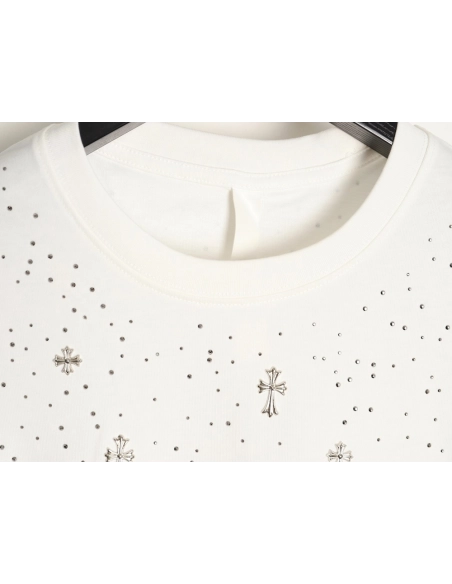 Chrome Hearts Gypsophila rhinestone short-sleeved T-shirt,Chrome Hearts