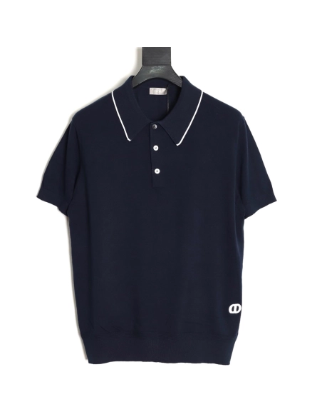 Dior embroidered small logo knitted Polo short-sleeved,Dior