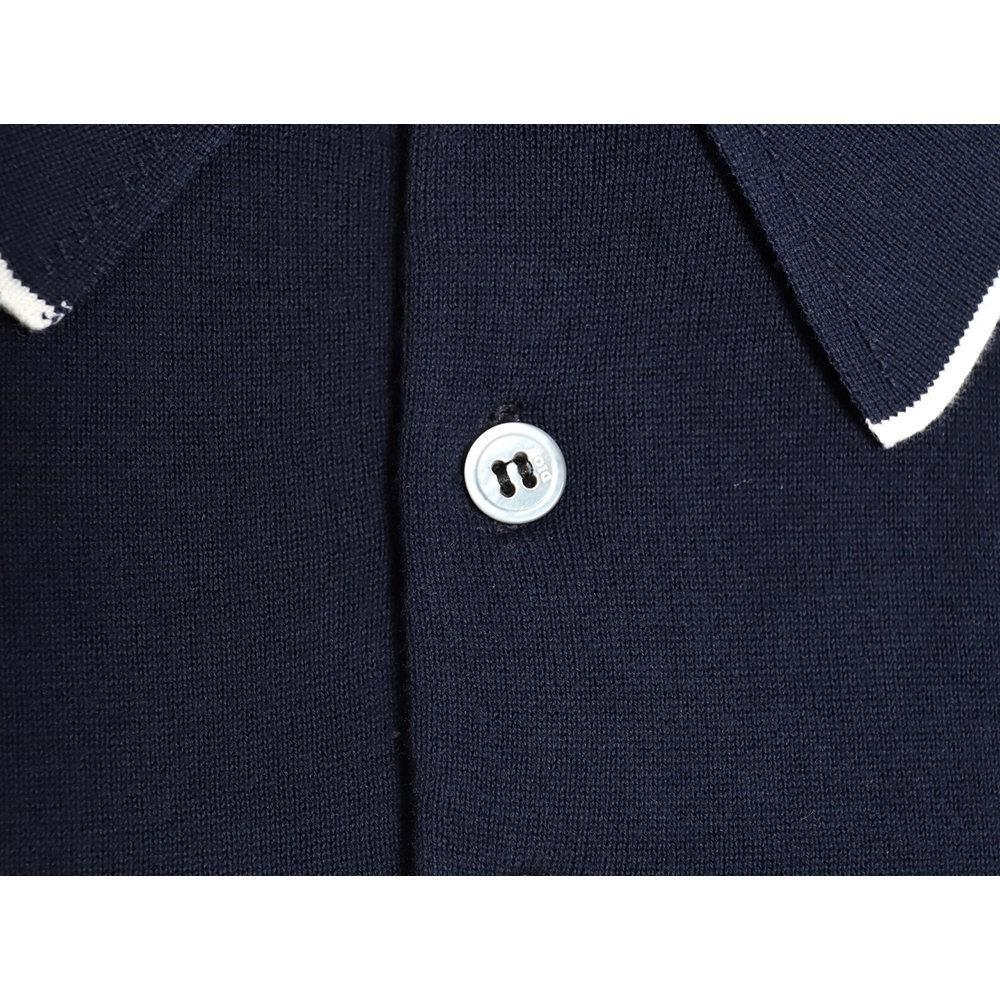 Dior embroidered small logo knitted Polo short-sleeved,Dior