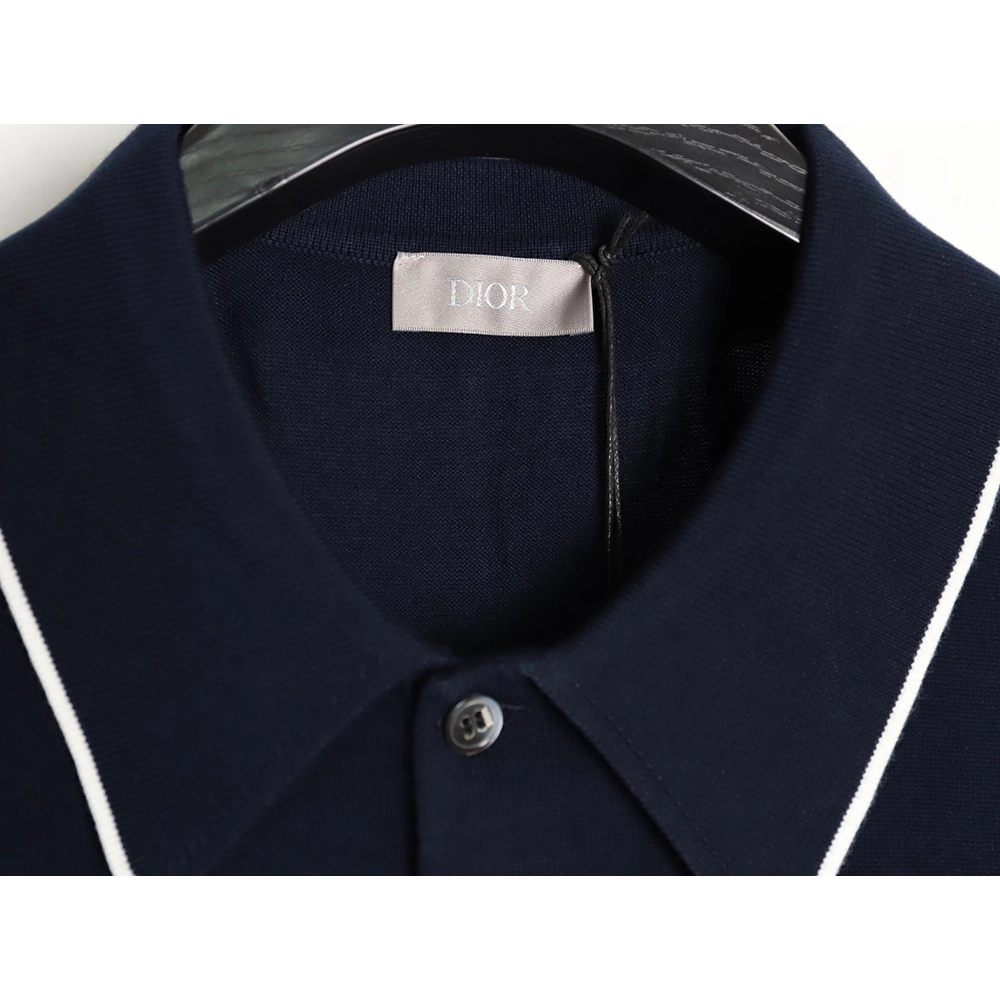 Dior embroidered small logo knitted Polo short-sleeved,Dior