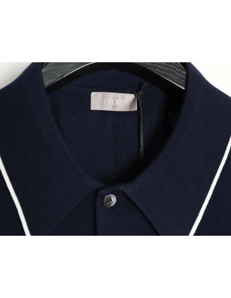 Dior embroidered small logo knitted Polo short-sleeved,Dior