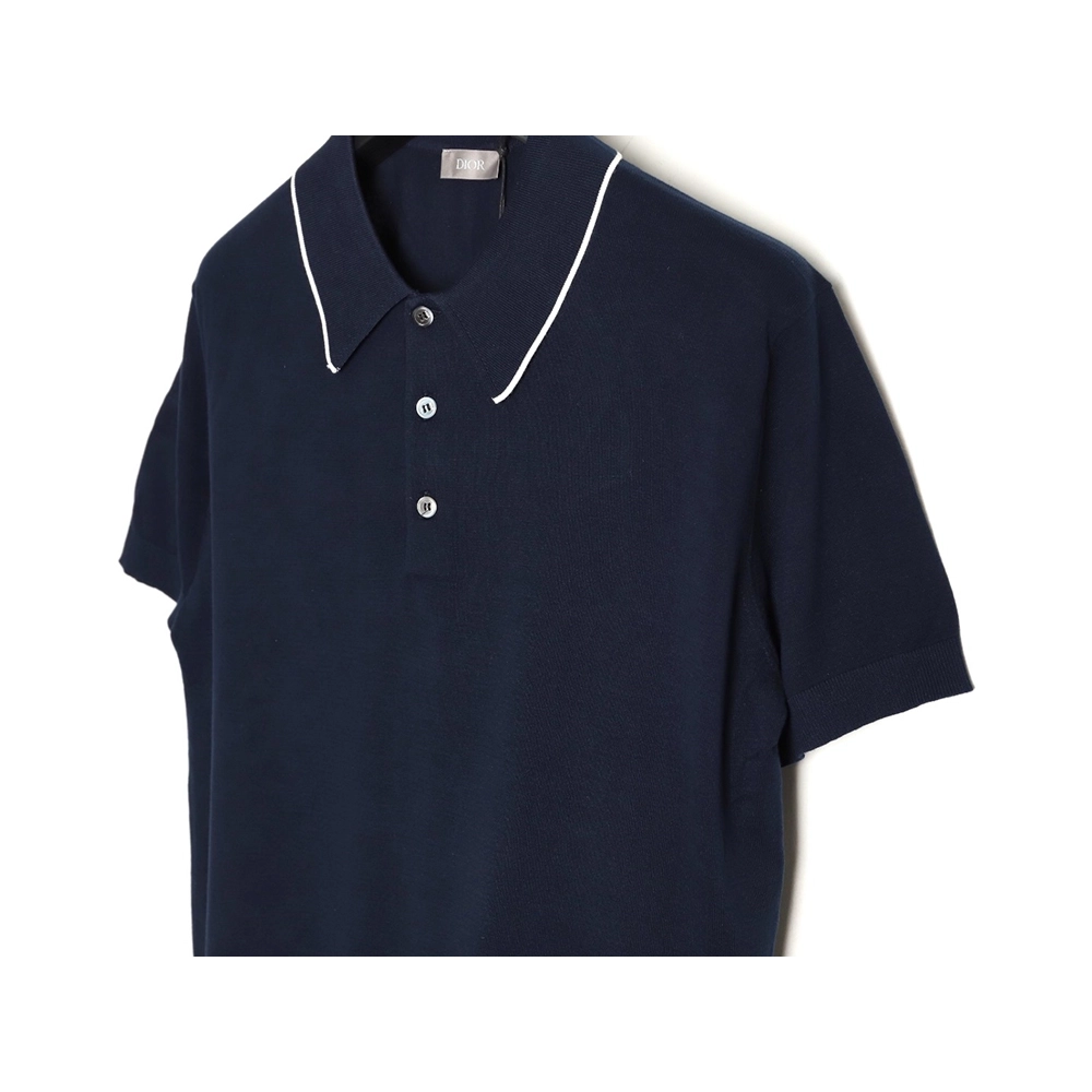 Dior embroidered small logo knitted Polo short-sleeved,Dior