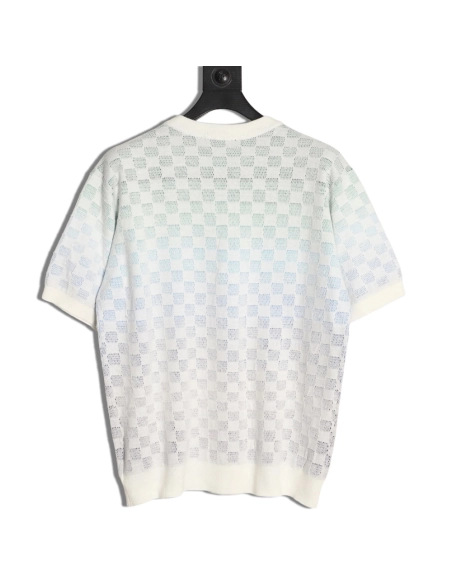 Louis Vuitton checkerboard color gradient jacquard knit short sleeves,Louis Vuitton