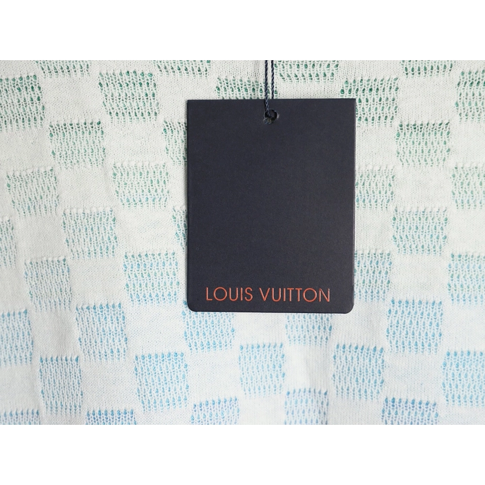 Louis Vuitton checkerboard color gradient jacquard knit short sleeves,Louis Vuitton