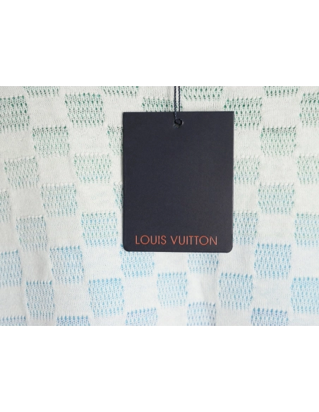 Louis Vuitton checkerboard color gradient jacquard knit short sleeves,Louis Vuitton