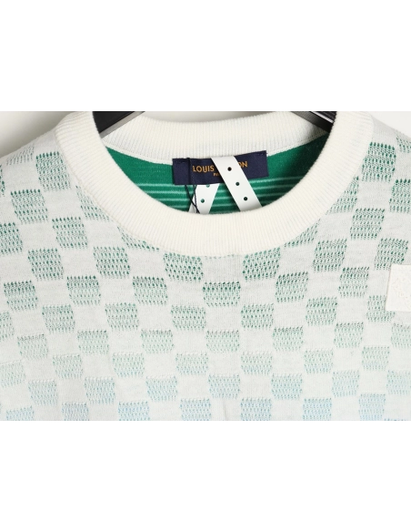 Louis Vuitton checkerboard color gradient jacquard knit short sleeves,Louis Vuitton