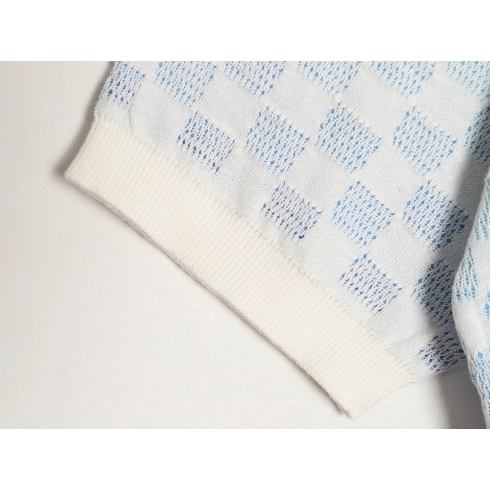 Louis Vuitton checkerboard color gradient jacquard knit short sleeves,Louis Vuitton