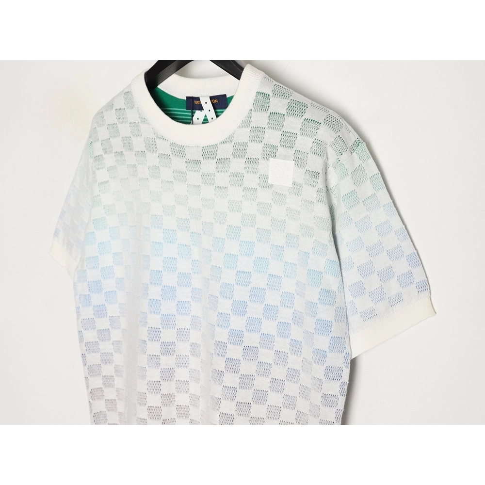 Louis Vuitton checkerboard color gradient jacquard knit short sleeves,Louis Vuitton